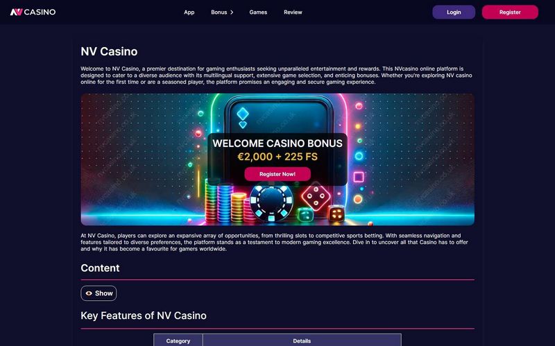 NV Casino - Omtrent €2.000 i velkomstbonus + 225 gratis spins